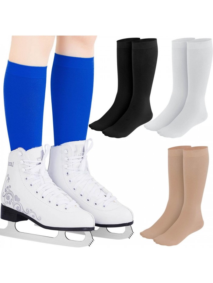 Pairs Figure Skating Socks High Tights Skate Socks Ice Skating Socks Nylon Skating Socks for Ice Skates, Footed Skate Socks, Dance Tights Socks 