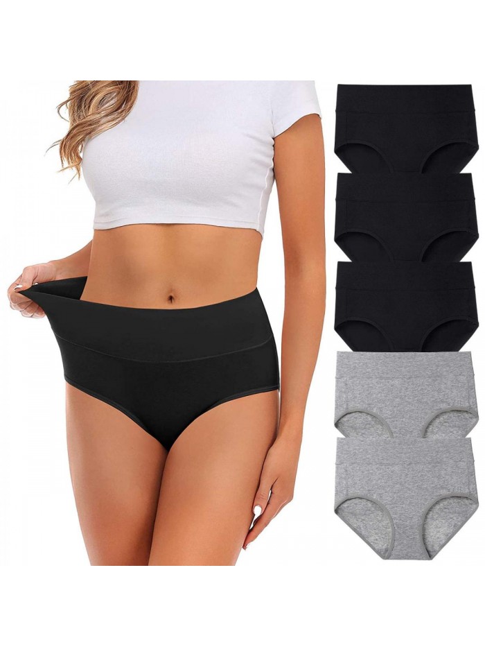 Underwear,Cotton Mid Waist No Muffin Top Full Coverage Brief Ladies Panties Lingerie Undergarments for Women Multipack 