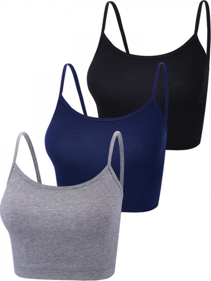 3 Pieces Spaghetti Strap Tank Camisole Top Crop Tank Top for Sports Yoga Sleeping 