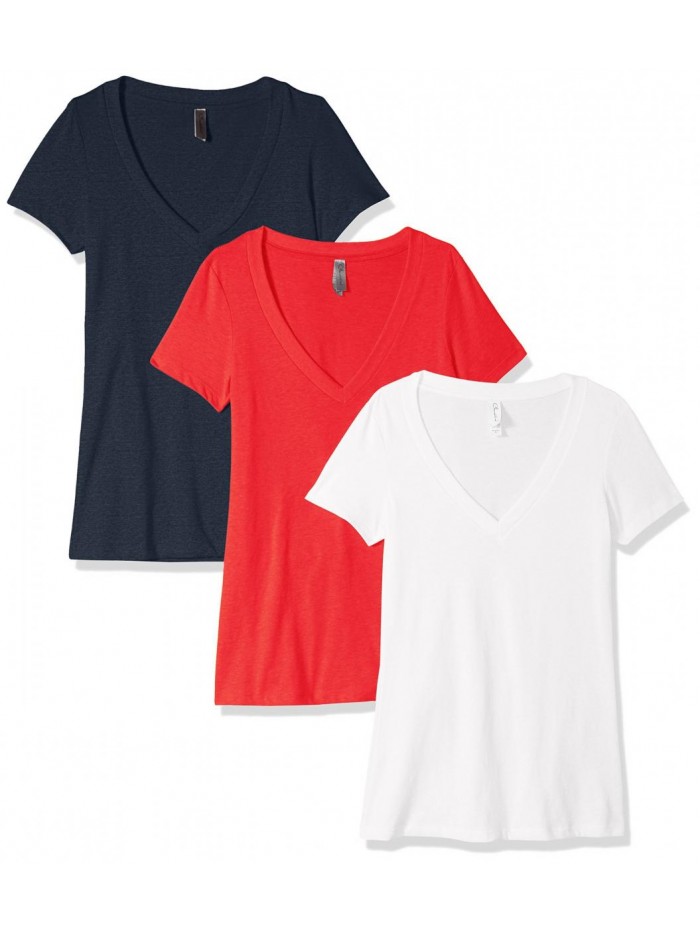 Apparel Women's Petite Plus Deep V Neck Tee (Pack of 3) 