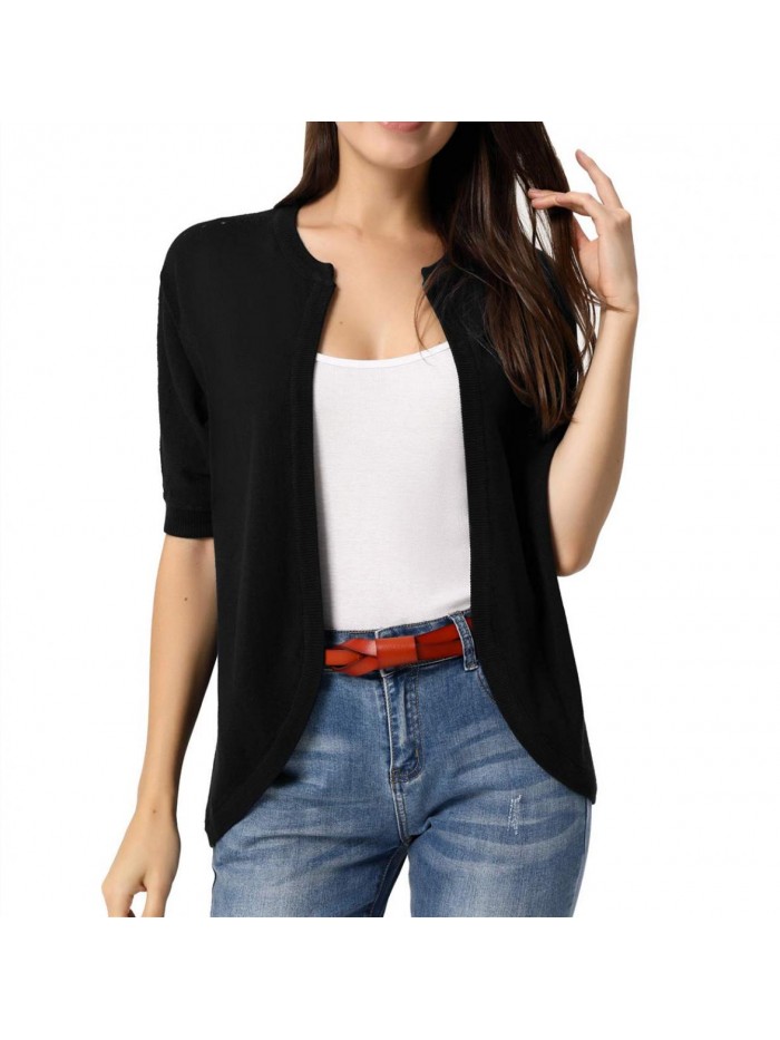 Women's Short Sleeve Cardigans Casual Lightweight Knit Sweater 