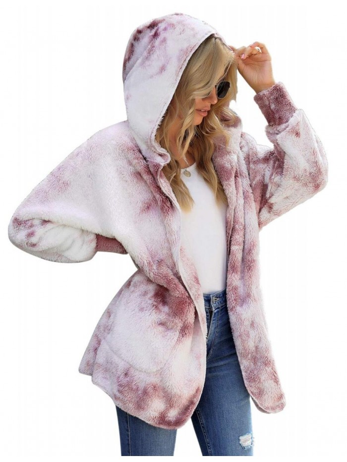 Women's Oversized Open Front Hooded Draped Pockets Cardigan Coat 