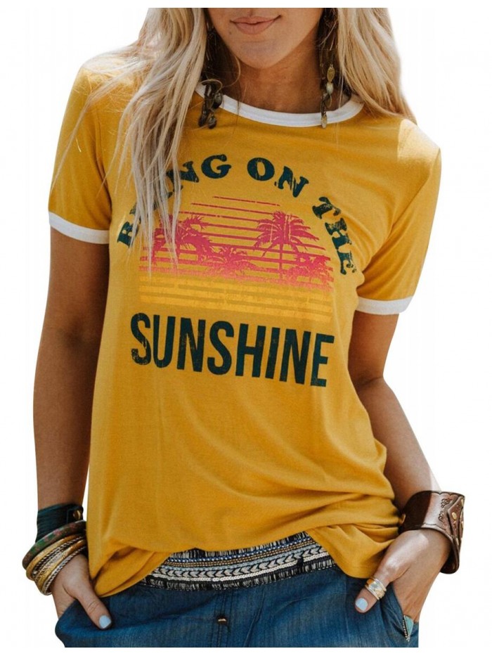 Bring On The Sunshine Graphic Long Sleeves Tees Blouses for Women Tops Sweaters for Women 