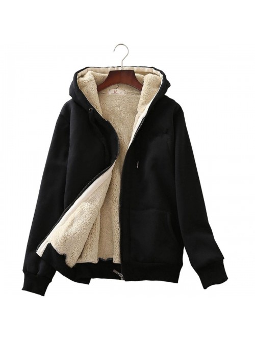 Women's Winter Warm Sherpa Fleece Lined Zip Up Hoo...