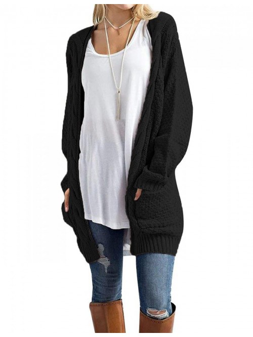 Women's Open Front Long Sleeve Boho Boyfriend Knit...