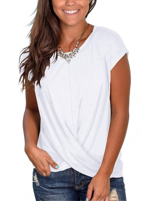 Women's Short Sleeve Round Neck T Shirt Front Twis...