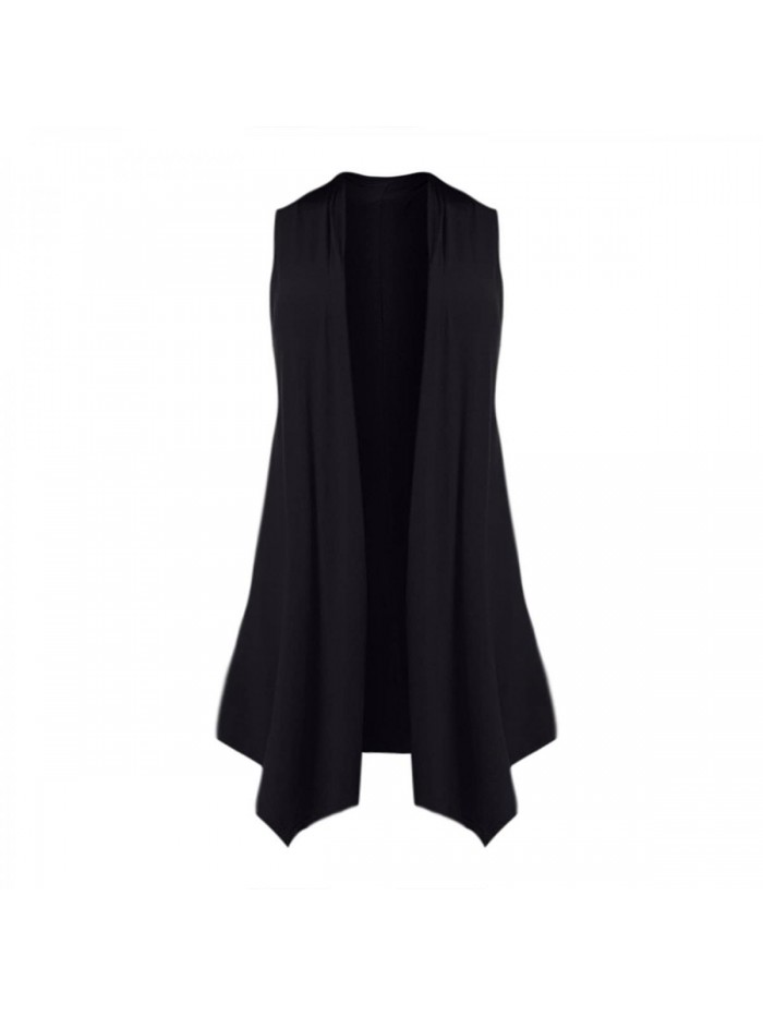 Casual Sleeveless Long Duster Cardigan Vest Plus Size Made Women's Sleeveless Draped Open Front 