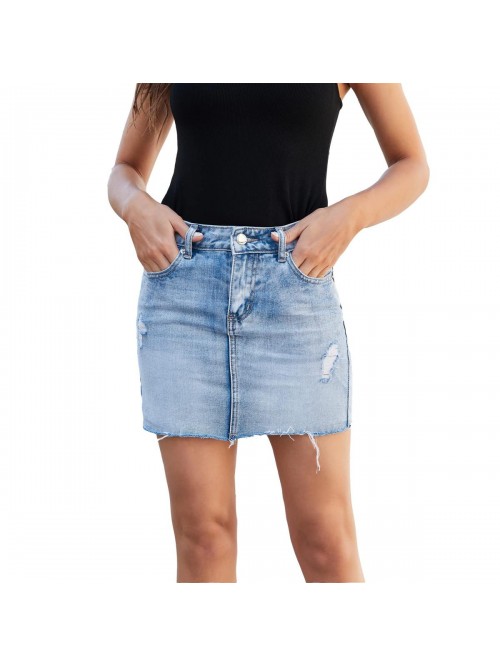 Jean Skirts for Women Knee Length Stretch High Wai...