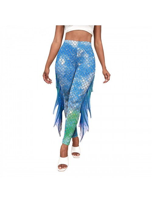 Womens Mermaid Leggings Funny Novelty High Waist S...