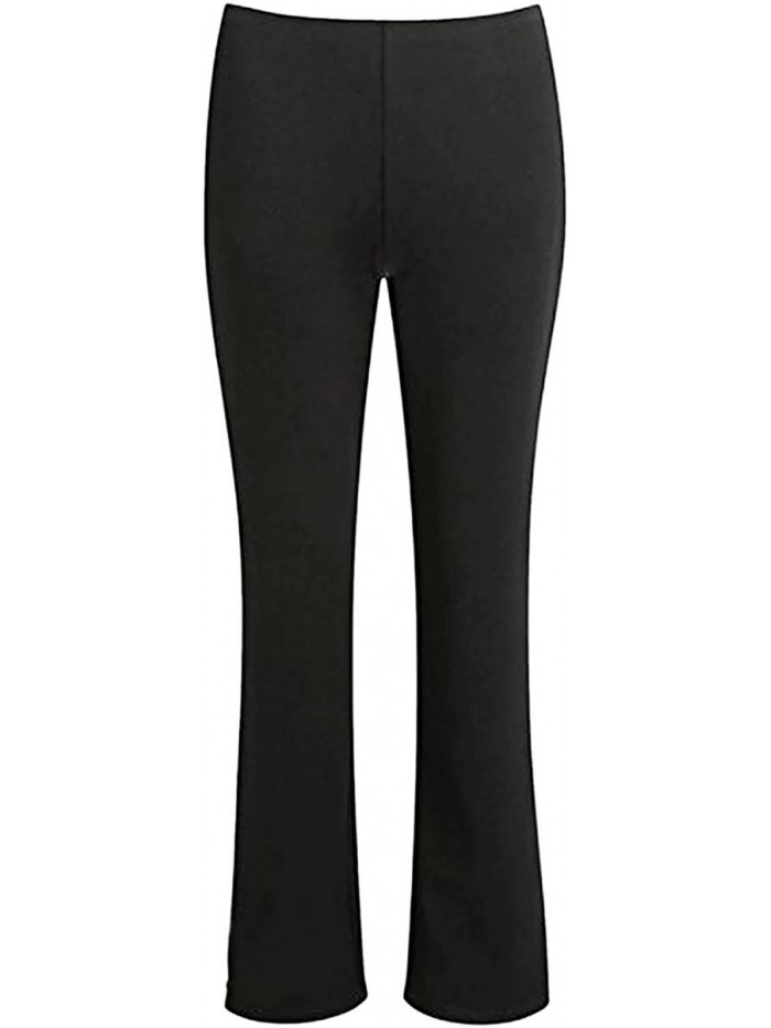 Women's Bootleg Trousers Ladies Bootcut Stretch Finely Ribbed Nurse Carer Work Bottoms Elasticated Waist Pants 