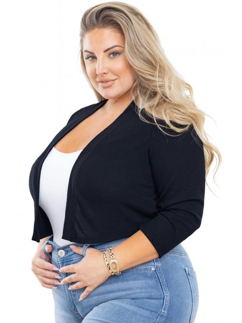 Plus Size Shrug for Women 3/4 Sleeve Lightweight C...