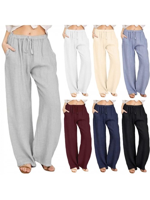 Linen Pants for Women Lounge Pants High Waist Casu...