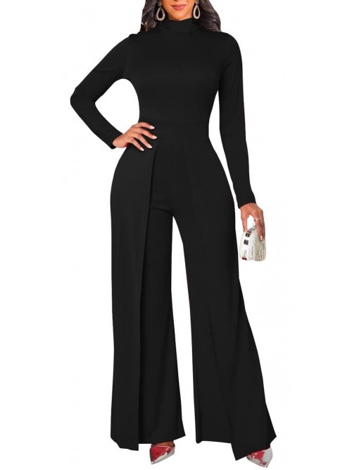 Elegant Jumpsuits Dressy Long Sleeve Straight Long...