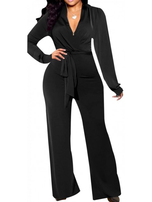 Sexy Jumpsuits Elegant Long Sleeve Straight Long P...