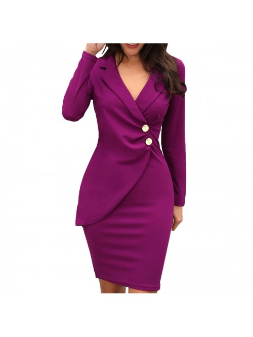 Formal Bodycon Blazer Dress Women Slim Fit Solid C...