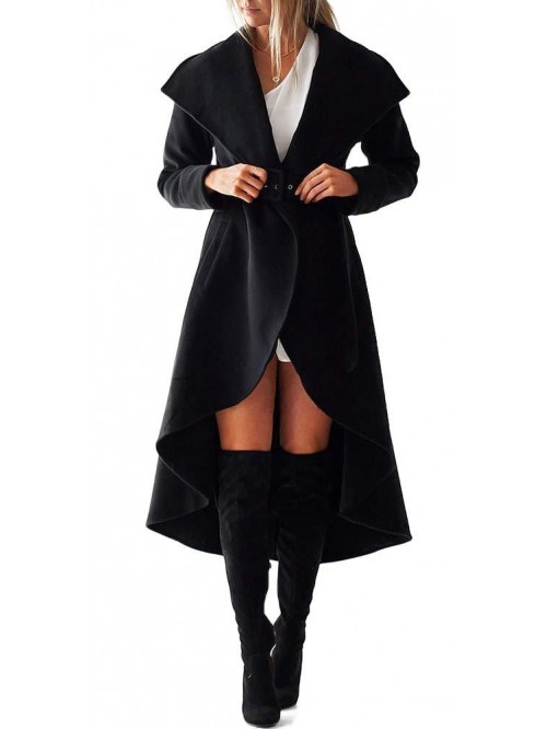 Women's Winter Wool Trench Coat Wrap Large Collar ...