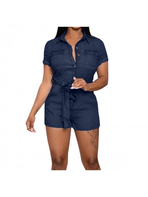 Women's Shorts Pants Large Hole Denim One Piece Sh...