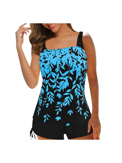 Leaf Print Tankini Swimsuit for Women Boyshort Tum...