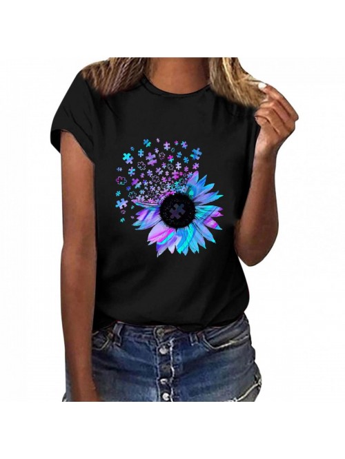 Tops, Women's Cute Sunflower T Shirts Summer Casua...