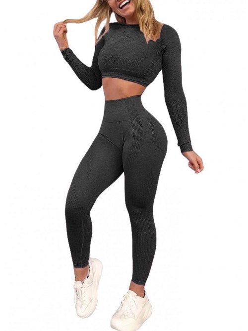 Women's Workout Outfit 2 Pieces Seamless High Wais...