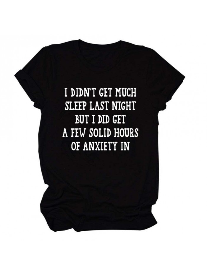 Didn't Get Much Sleep Last Night Tee,Women's Funny Saying Shirt Casual Short Sleeve Gift Top 