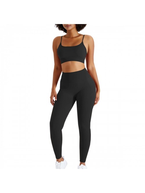 2 Piece Workout Outfits Yoga Sets High Waist Leggi...