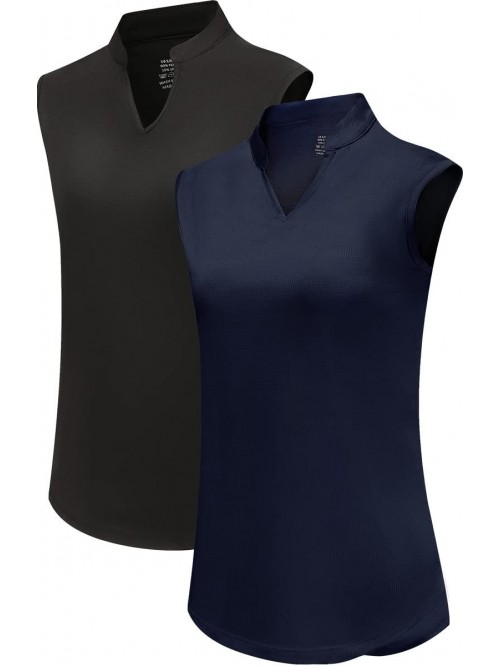 Women's 2 Pack Golf Shirts Sleeveless V Neck Tenni...