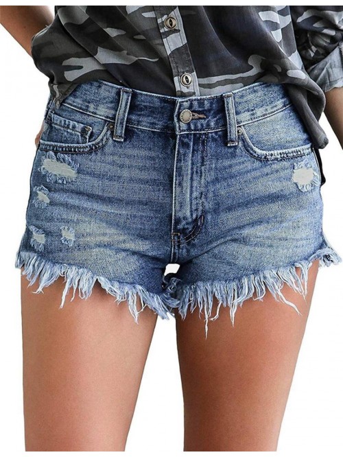 Cut Off Denim Shorts for Women Frayed Distressed J...