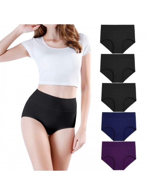 Women's High Waisted Cotton Underwear Soft Full Br...