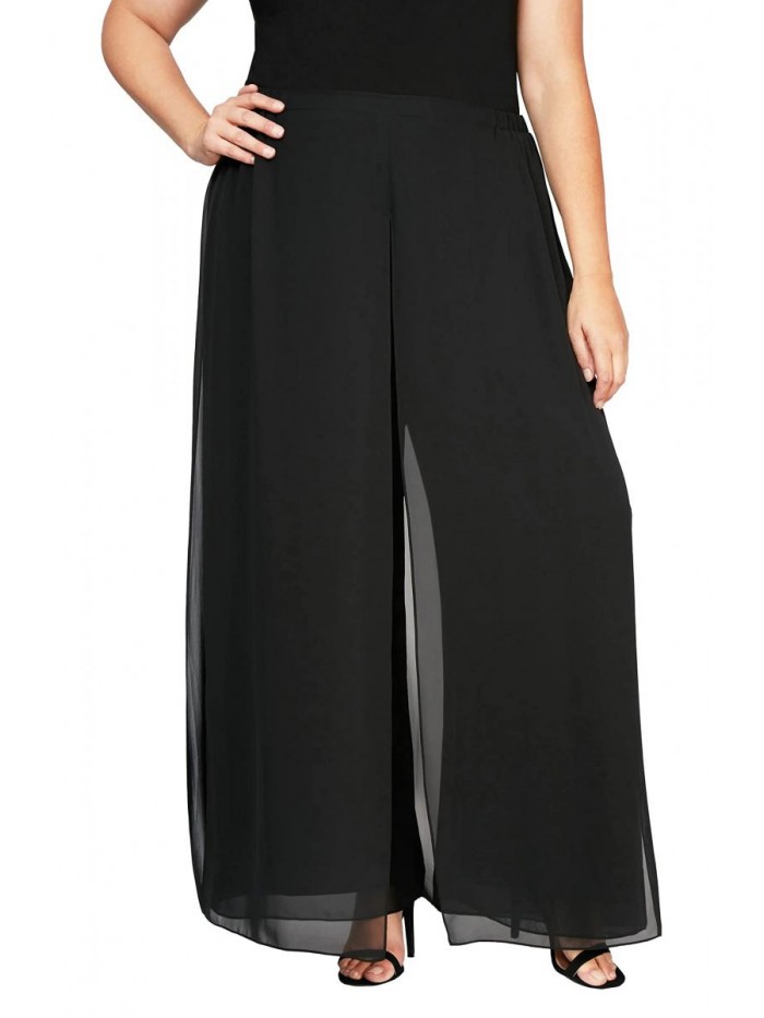 Evenings Women's Wide Leg Velvet Dress Pant (Petite Regular Plus Sizes) 