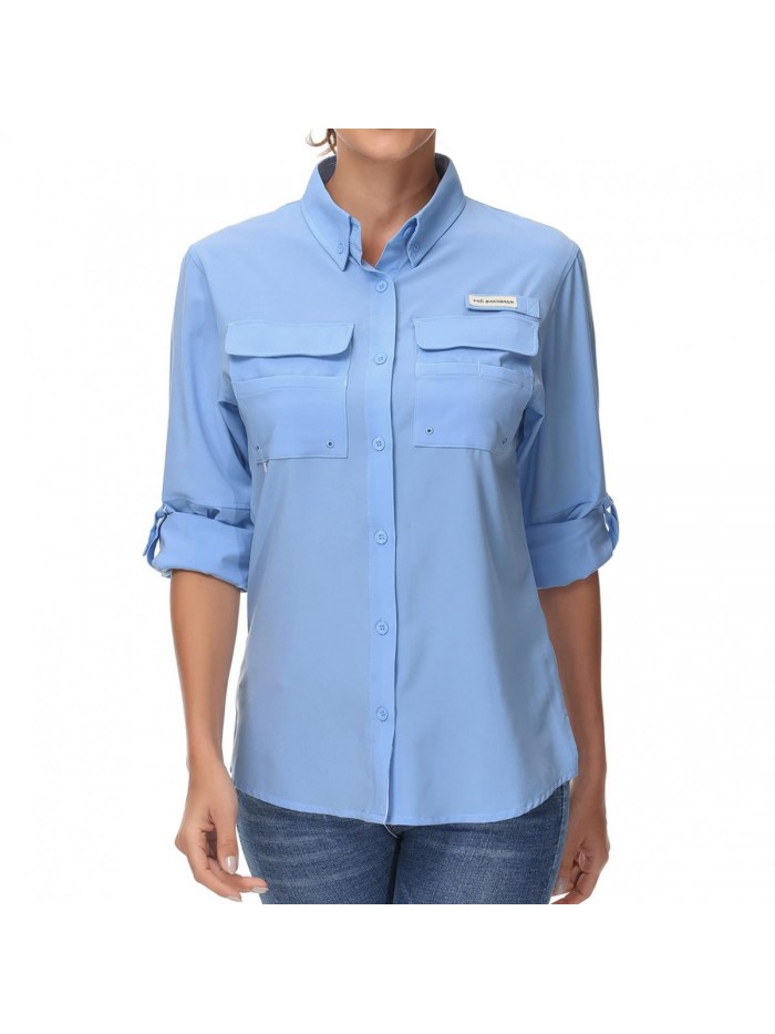 Women's UPF 50 Long Sleeve Fishing Hiking Button Down Shirt Performance Quick Dry FS21W 