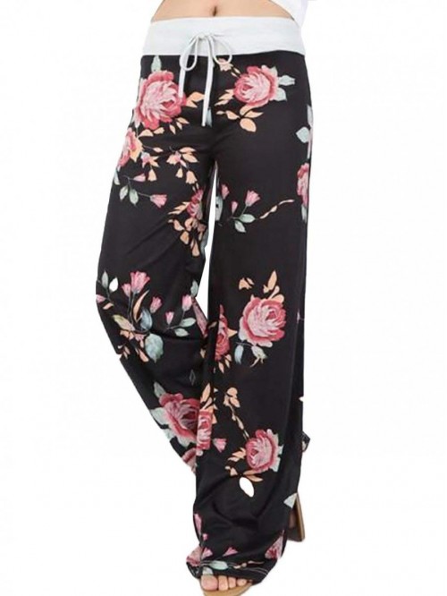 Floral Palazzo Pants for Women,Wide Leg Lounge Paj...