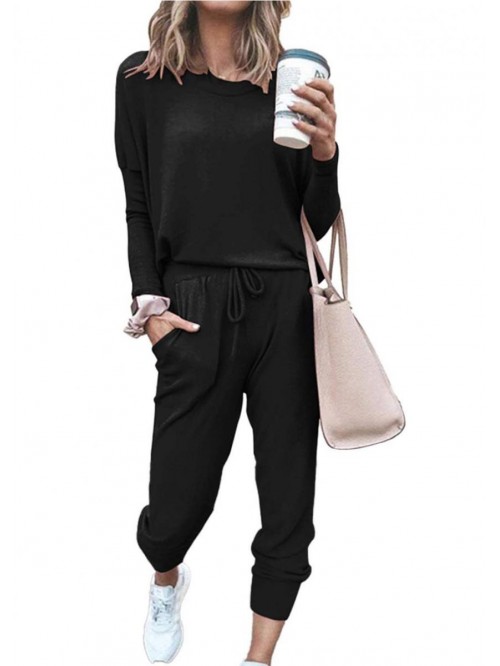 Women’s Solid Color Two Piece Outfit Long Sleeve...