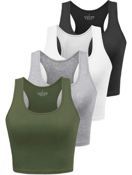 Cotton Workout Crop Tank Top for Women Racerback Y...