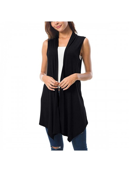 Open Front Vest Draped Cover Up Sleeveless Hi-Low ...