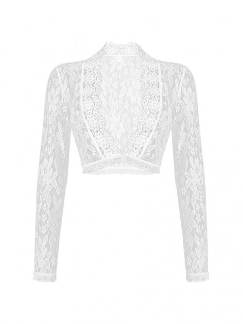 Women Elegant Floral Lace Bolero Shrug Open Front ...