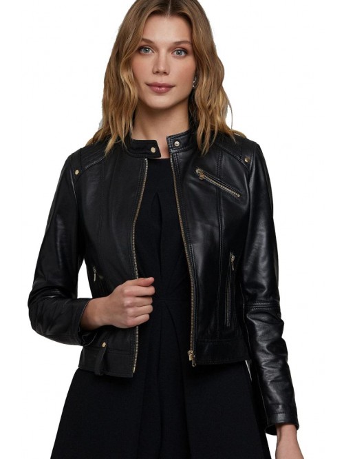 Lambskin Leather Sport Black Jacket 