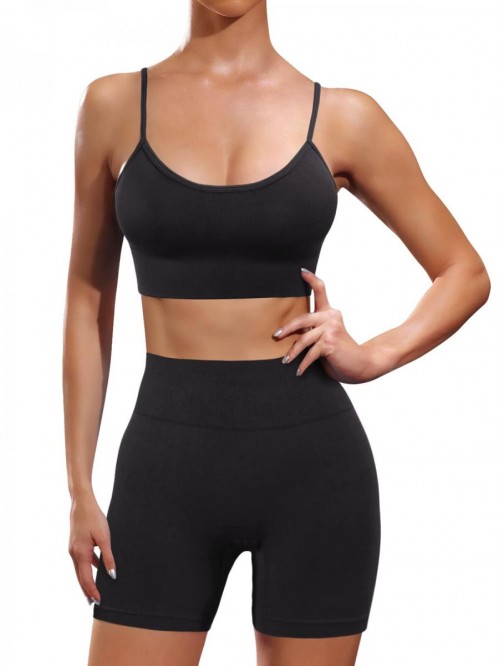 Workout Sets 2 Piece Seamless Biker Short Set High...