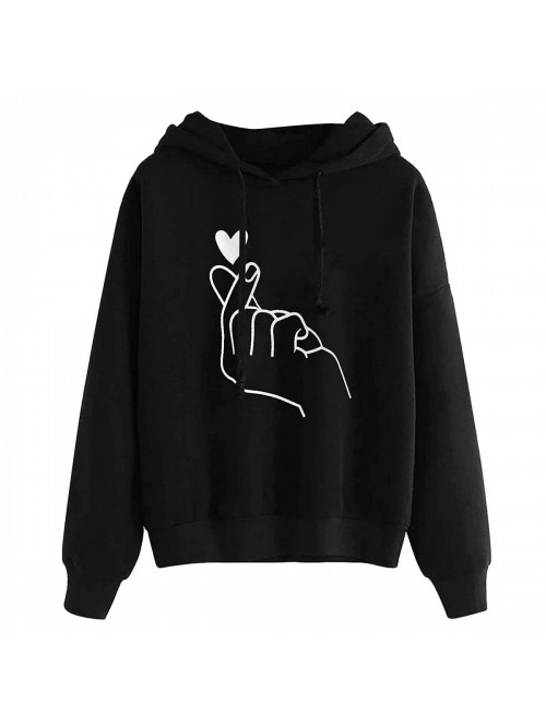 Fashion Hoodies Pullover Long Sleeve Drawstring Sw...