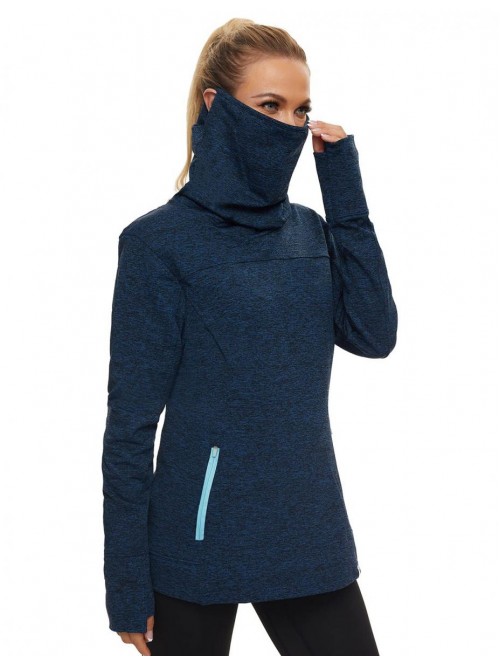 Women's Running Fleece Sweatshirts Cowl Neck Pullo...