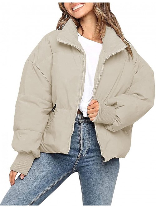 Women's Winter Long Sleeve Zip Puffer Jacket Baggy...