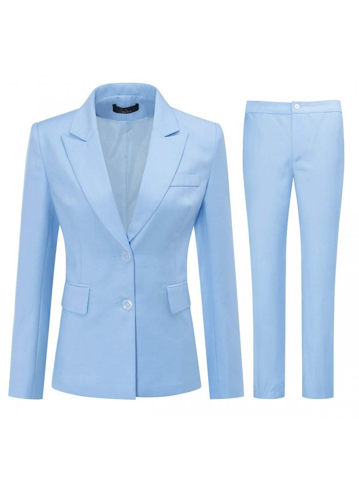 2 Piece Office Work Suit Set One Button Blazer and Pants 