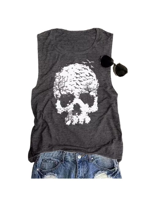 Skull Tank Tops Funny Gothic Graphic Summer Casual...