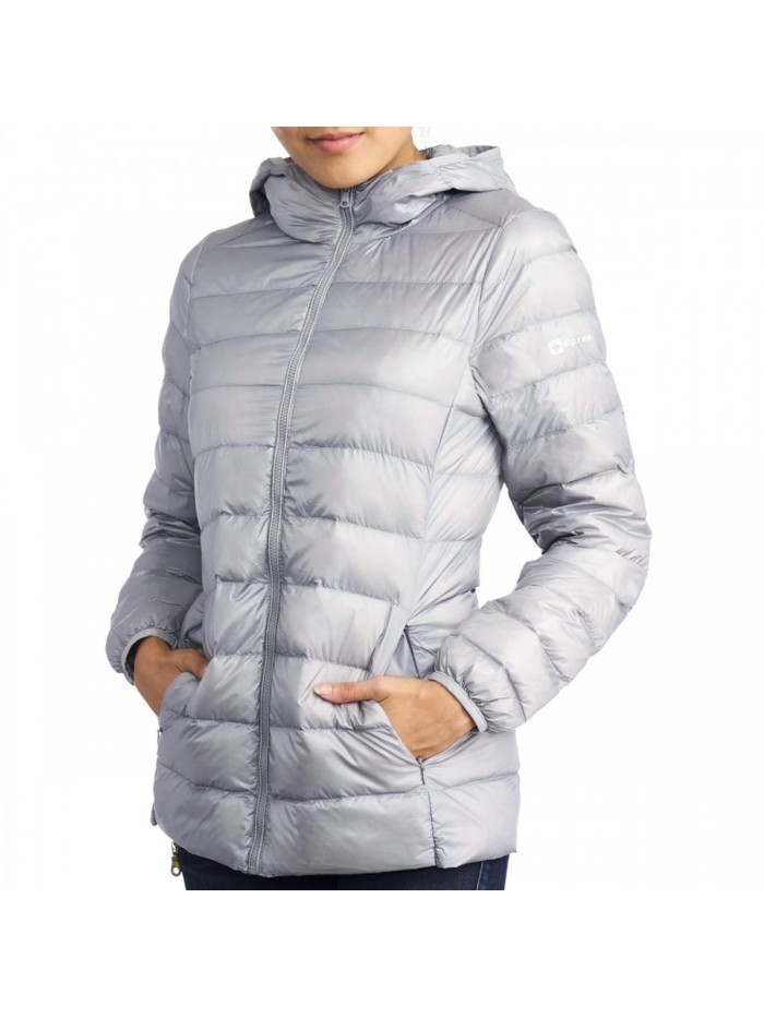 Swiss Eva Womens Down Alternative Puffer Jacket Hooded Light Packable Coat 