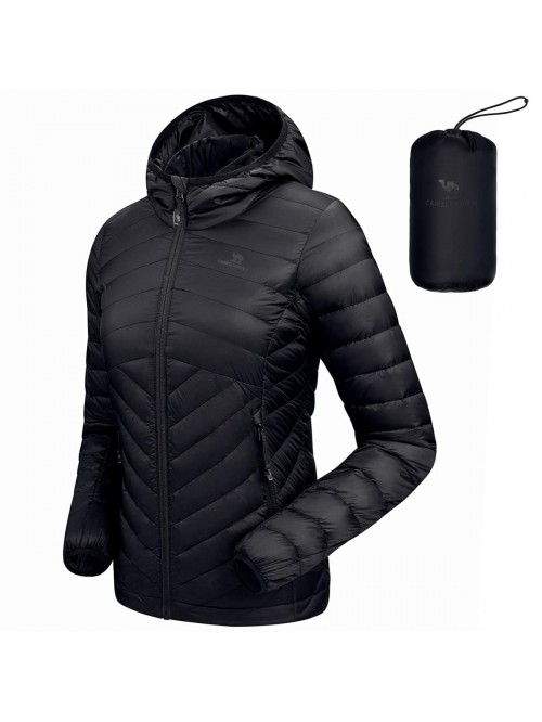 CROWN Women’s Lightweight Hooded Down Jacket Pac...